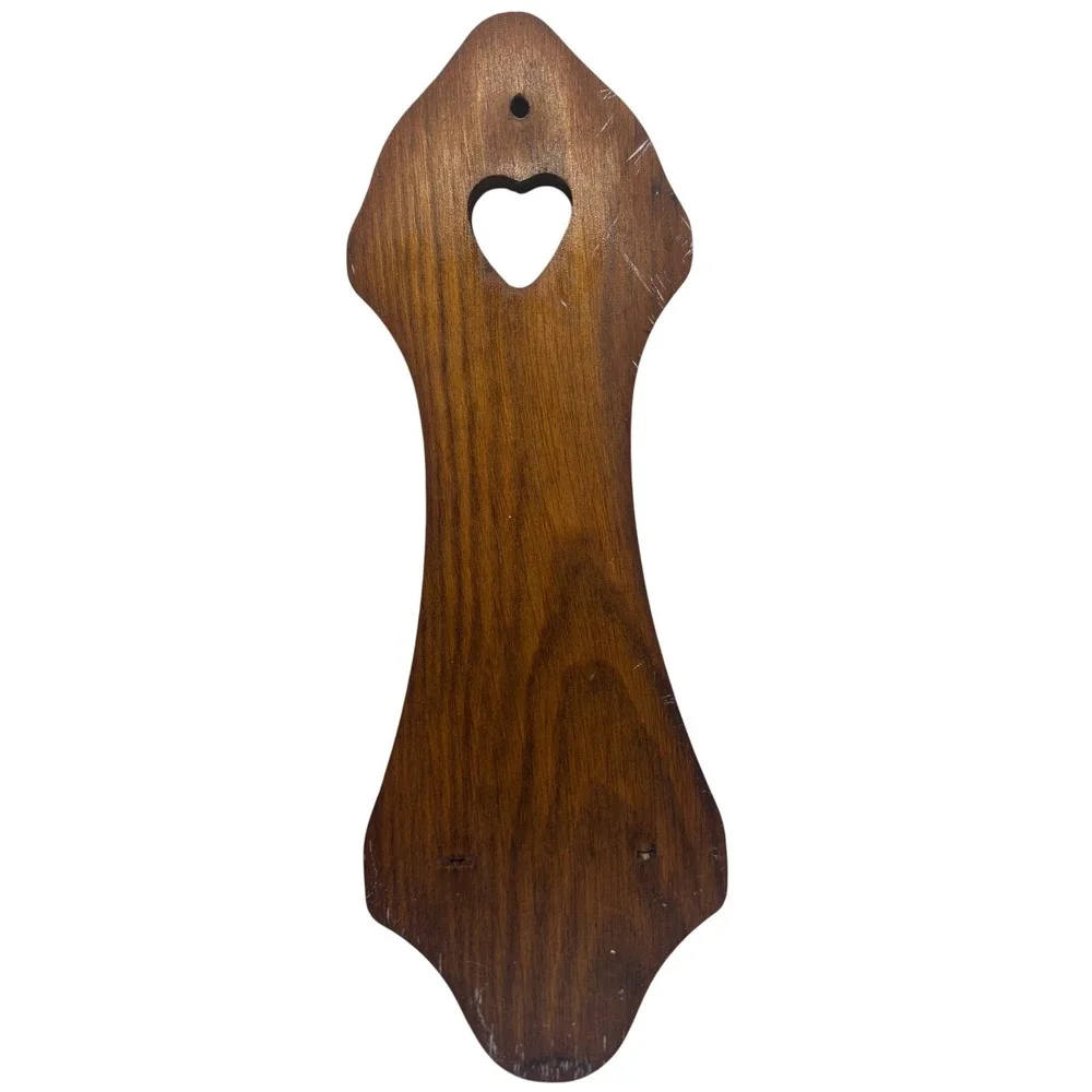 Dark Wood Heart Cutout Wall Sconce Single Taper Candle Holder Rustic Vintage